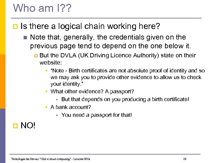 Who am I? ? p Is there a logical chain working here? n Note