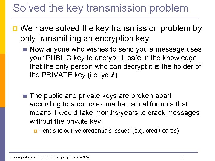 Solved the key transmission problem p We have solved the key transmission problem by