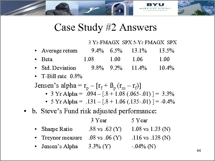 Case Study #2 Answers 3 Yr-FMAGX SPX 5 -Yr FMAGX SPX • • Average