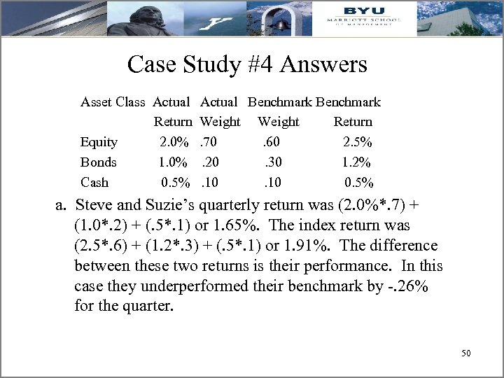 Case Study #4 Answers Asset Class Actual Return Equity 2. 0% Bonds 1. 0%