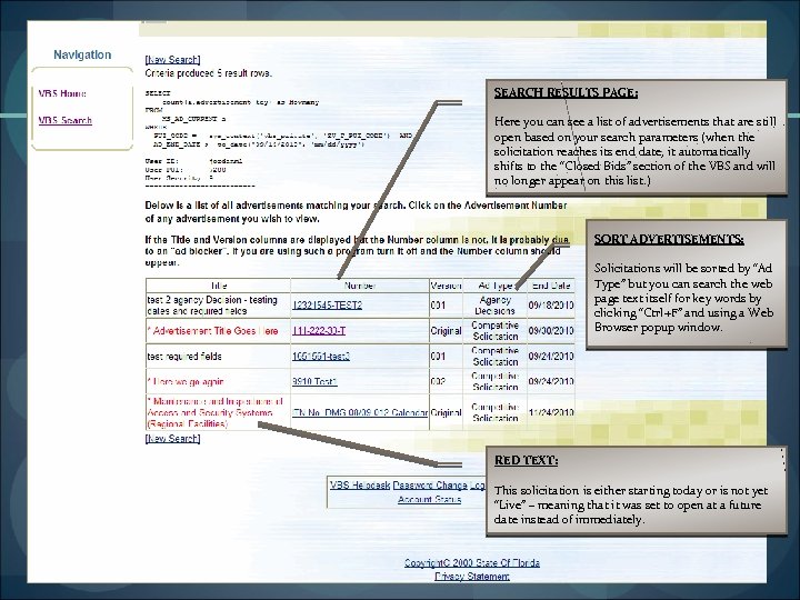SEARCH RESULTS PAGE: Here you can see a list of advertisements that are still