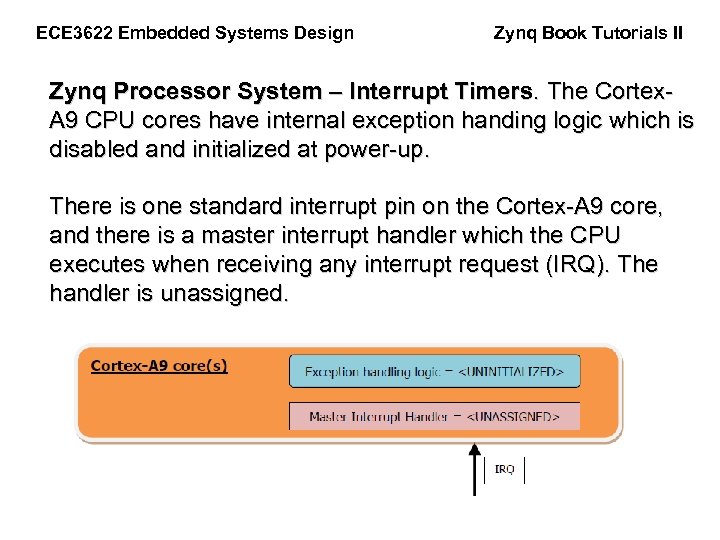 ECE 3622 Embedded Systems Design Zynq Book Tutorials II Zynq Processor System – Interrupt