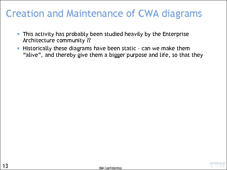 Creation and Maintenance of CWA diagrams § This activity has probably been studied heavily