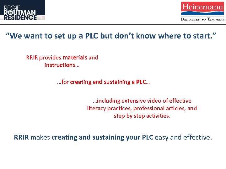 “We want to set up a PLC but don’t know where to start. ”