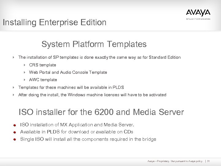 Installing Enterprise Edition System Platform Templates 4 The installation of SP templates is done