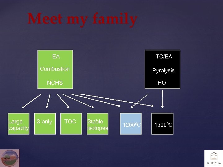 Meet my family EA TC/EA Combustion Pyrolysis NCHS Large capacity S only HO TOC