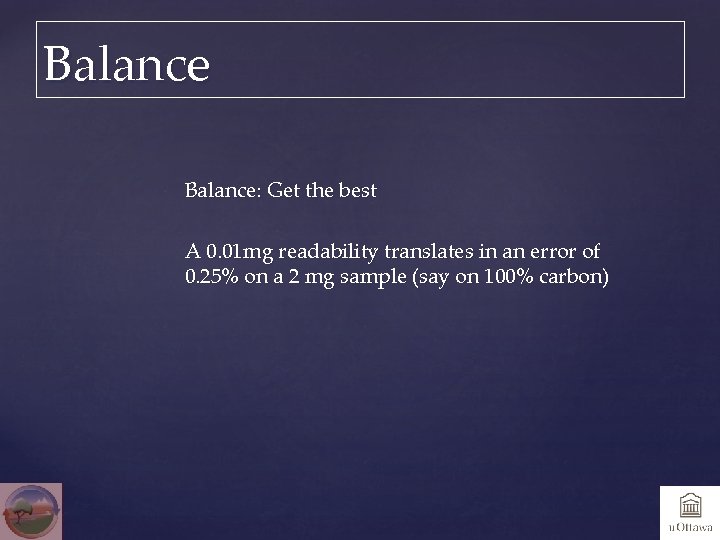 Balance: Get the best A 0. 01 mg readability translates in an error of