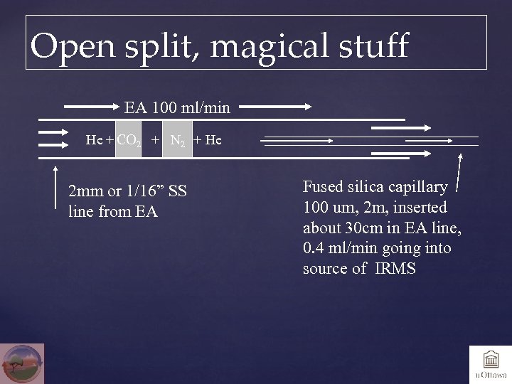 Open split, magical stuff EA 100 ml/min He + CO 2 + N 2