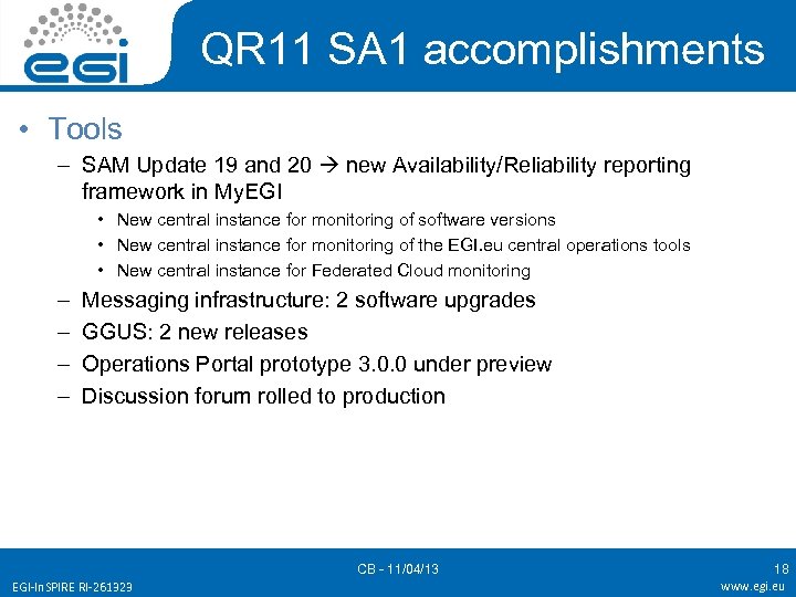 QR 11 SA 1 accomplishments • Tools – SAM Update 19 and 20 new