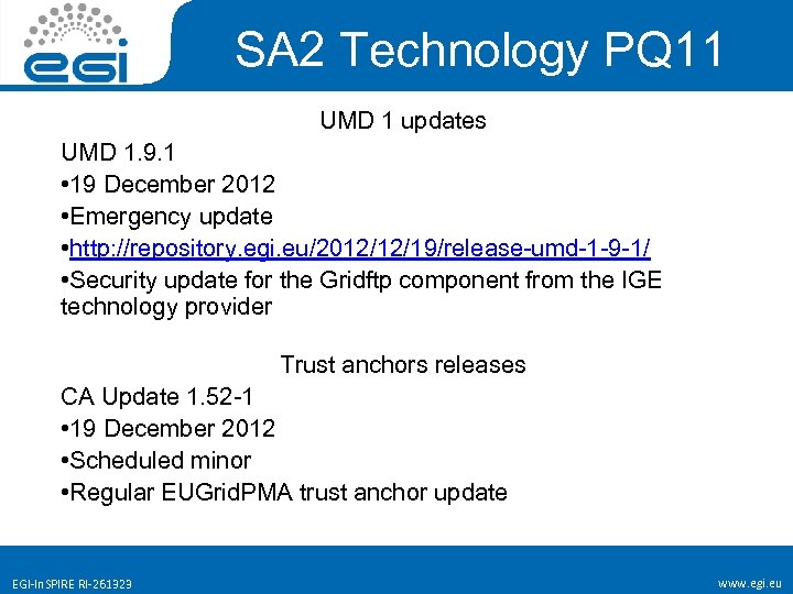 SA 2 Technology PQ 11 UMD 1 updates UMD 1. 9. 1 • 19