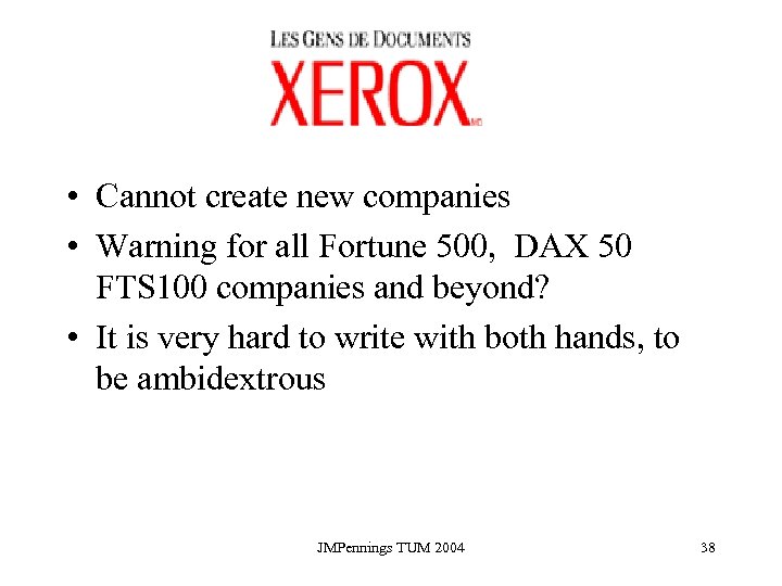  • Cannot create new companies • Warning for all Fortune 500, DAX 50