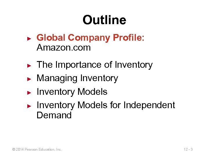 Outline ► ► ► Global Company Profile: Amazon. com The Importance of Inventory Managing