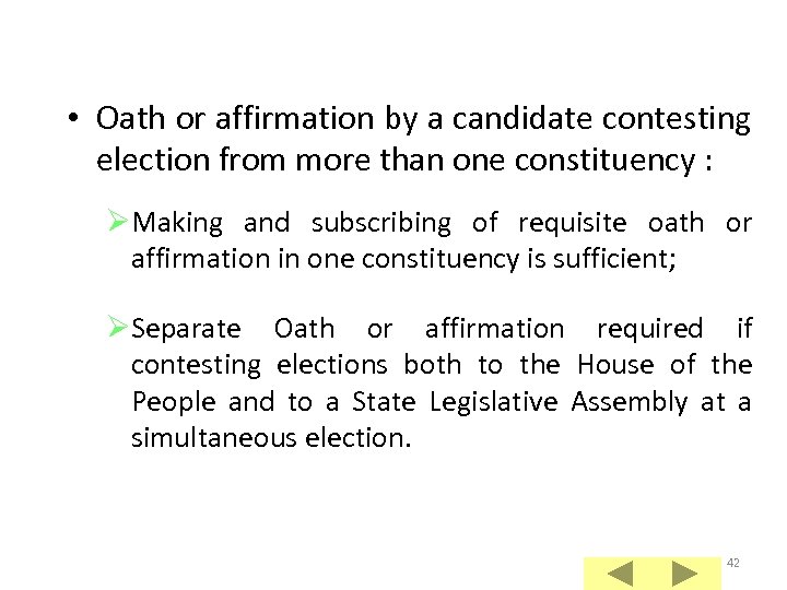  • Oath or affirmation by a candidate contesting election from more than one