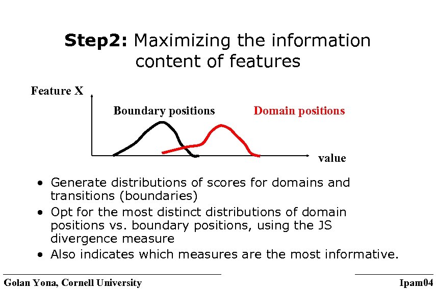 Step 2: Maximizing the information content of features Feature X Boundary positions Domain positions