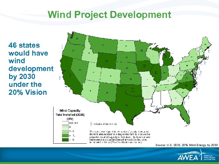 Wind Project Development 46 states would have wind development by 2030 under the 20%