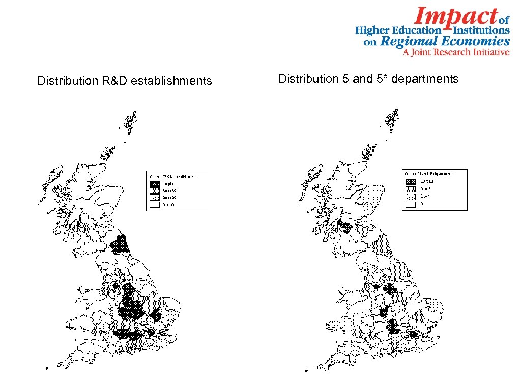 Distribution R&D establishments Distribution 5 and 5* departments 