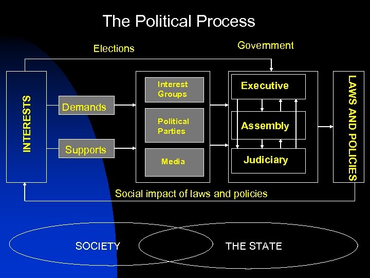 The Political Process Government Interest Groups Executive Political Parties Assembly Media Judiciary Demands Supports