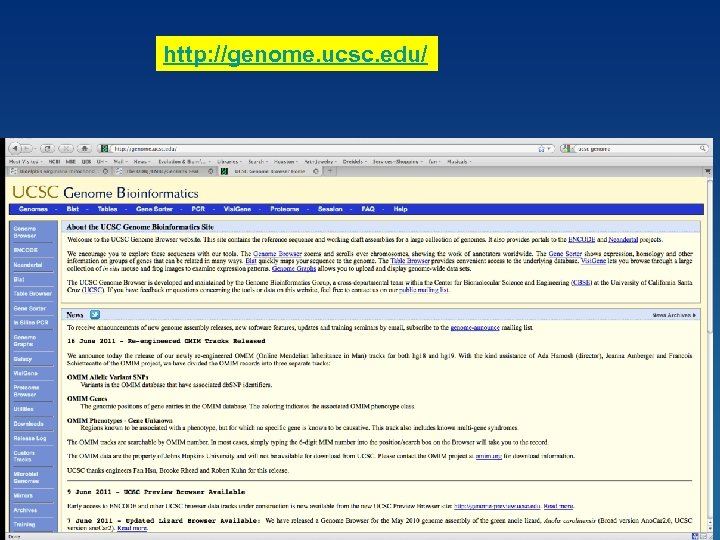 http: //genome. ucsc. edu/ 
