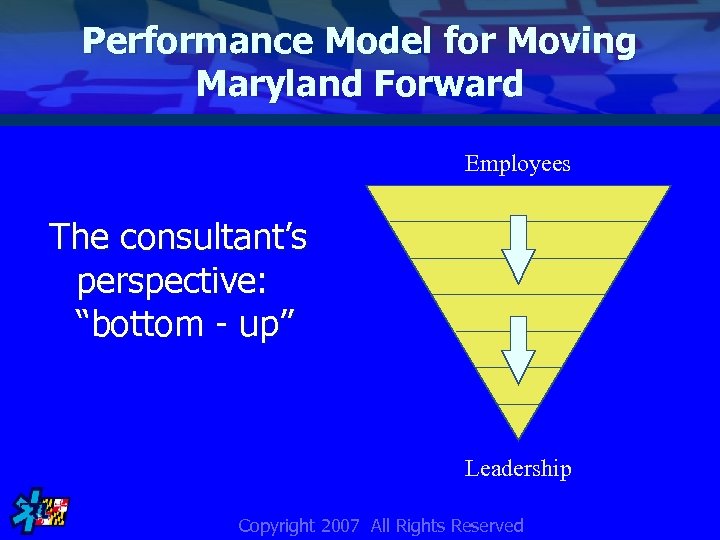 Performance Model for Moving Maryland Forward Employees The consultant’s perspective: “bottom - up” Leadership