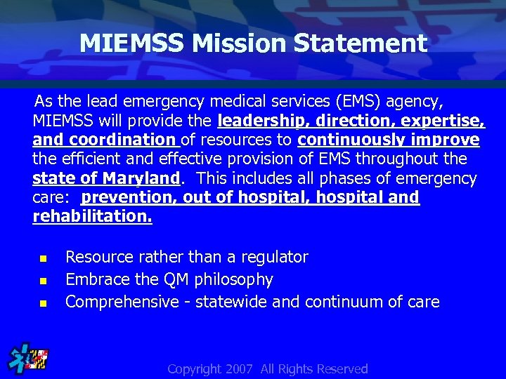 Approaches in Maryland EMS Quality Improvement John New