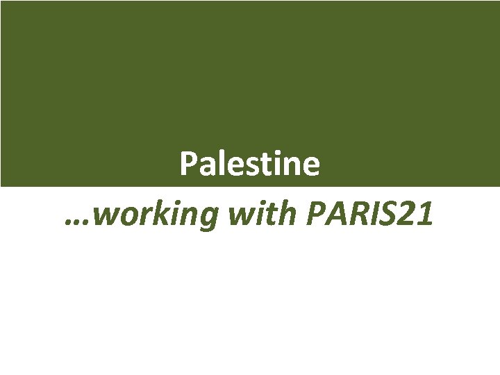 Palestine …working with PARIS 21 