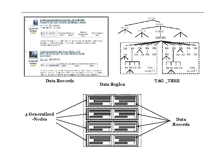 Data Records 4 Generalized -Nodes Data Region TAG _TREE Data Records 