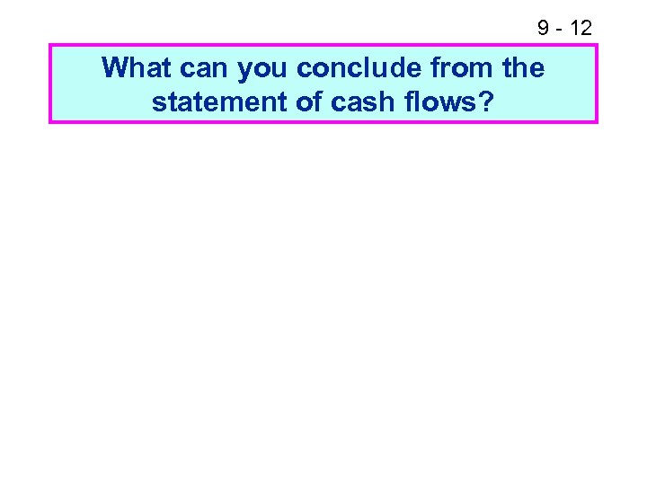9 - 12 What can you conclude from the statement of cash flows? 