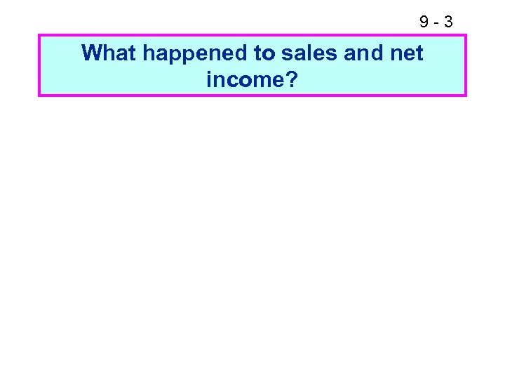9 -3 What happened to sales and net income? 
