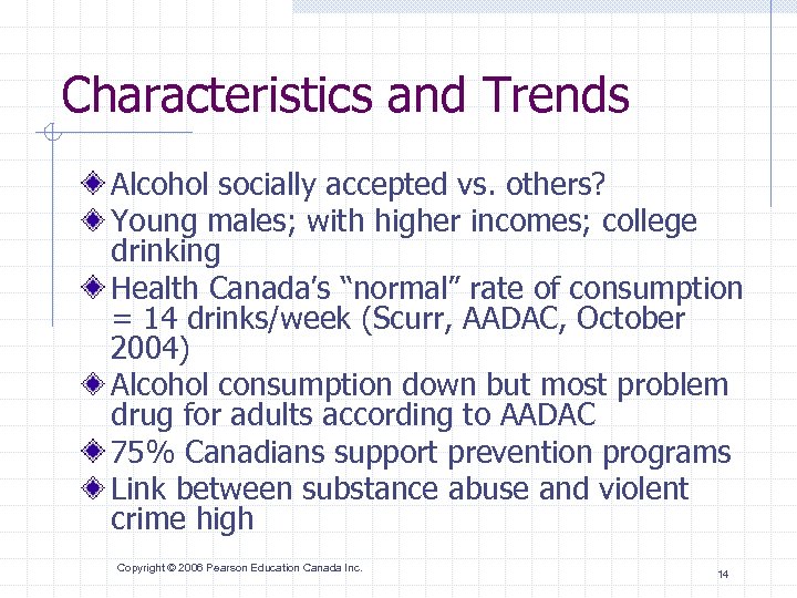 Characteristics and Trends Alcohol socially accepted vs. others? Young males; with higher incomes; college