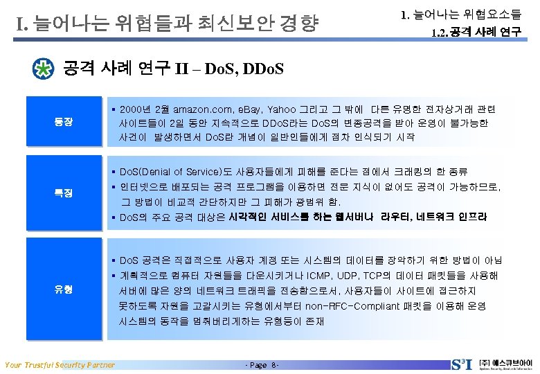 I. 늘어나는 위협들과 최신보안 경향 1. 늘어나는 위협요소들 1. 2. 공격 사례 연구 II