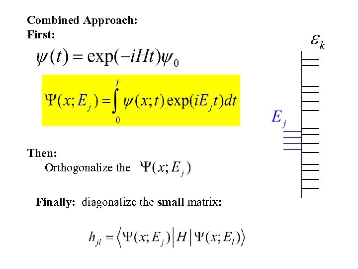 Combined Approach: First: Then: Orthogonalize the Finally: diagonalize the small matrix: 