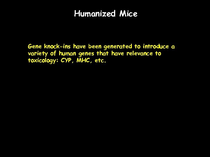 Humanized Mice Gene knock-ins have been generated to introduce a variety of human genes