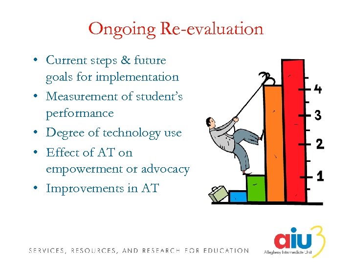 Ongoing Re-evaluation • Current steps & future goals for implementation • Measurement of student’s