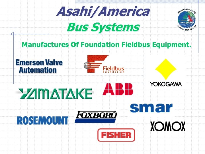 Asahi/America Bus Systems Manufactures Of Foundation Fieldbus Equipment. 