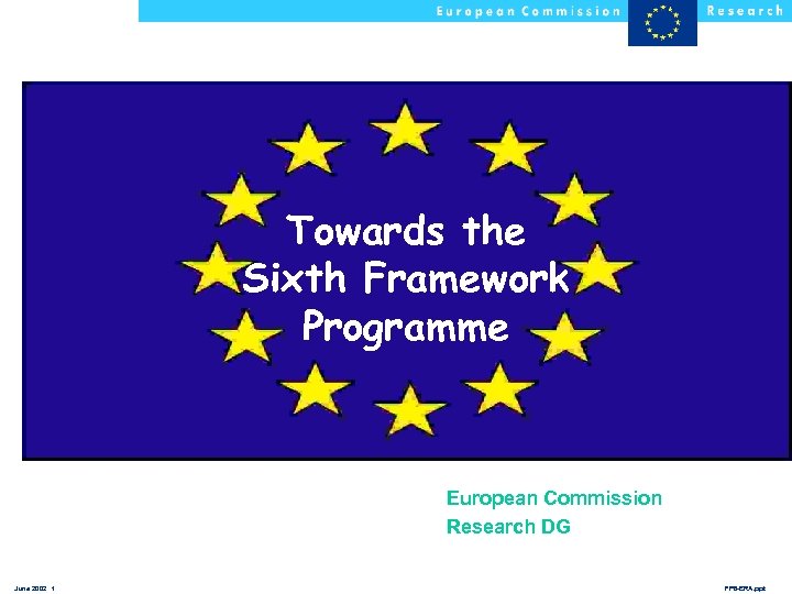 Towards the Sixth Framework Programme European Commission Research DG June 2002 1 FP 6