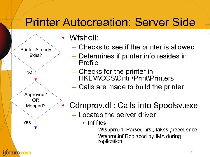 Printer Autocreation: Server Side • Wfshell: – Checks to see if the printer is