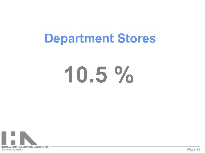 Department Stores 10. 5 % Page 32 