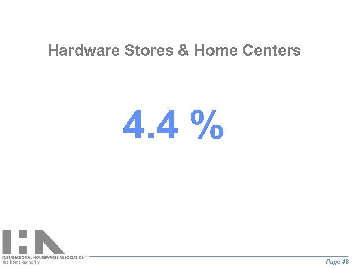 Hardware Stores & Home Centers 4. 4 % Page 48 