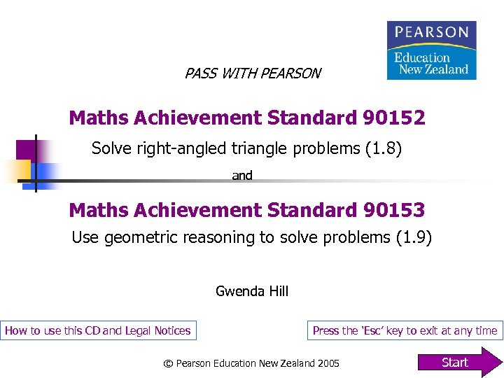 PASS WITH PEARSON Maths Achievement Standard 90152 Solve right-angled triangle problems (1. 8) and
