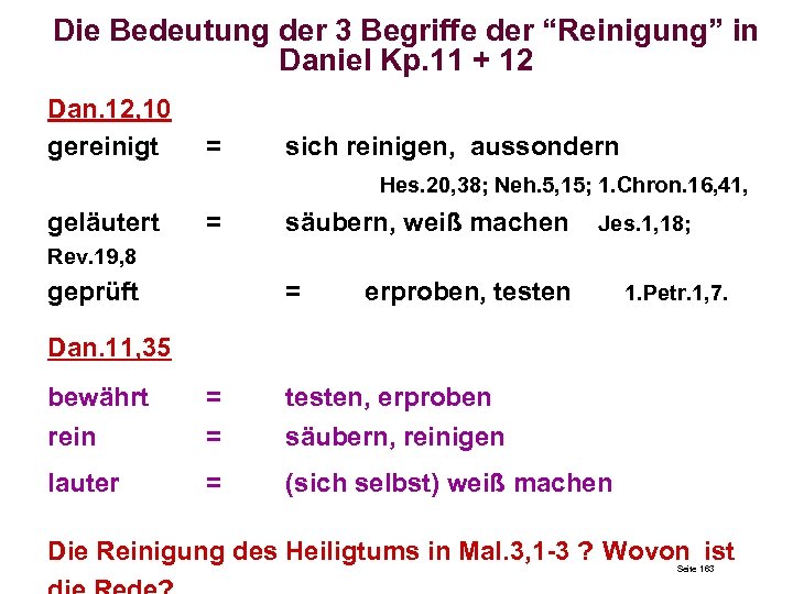 Die Bedeutung der 3 Begriffe der “Reinigung” in Daniel Kp. 11 + 12 Dan.