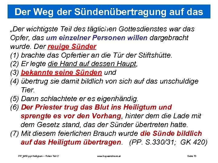 Der Weg der Sündenübertragung auf das Hlgtm. „Der wichtigste Teil des täglichen Gottesdienstes war