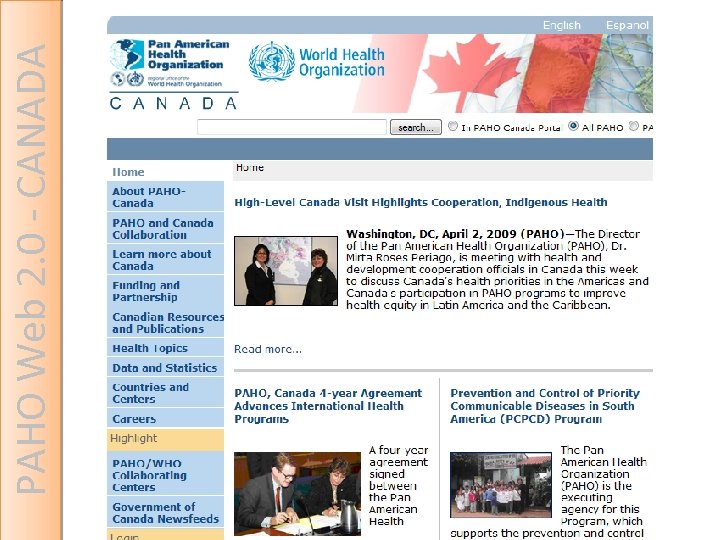 PAHO Web 2. 0 - CANADA 