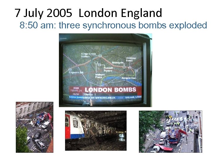 7 July 2005 London England 8: 50 am: three synchronous bombs exploded 