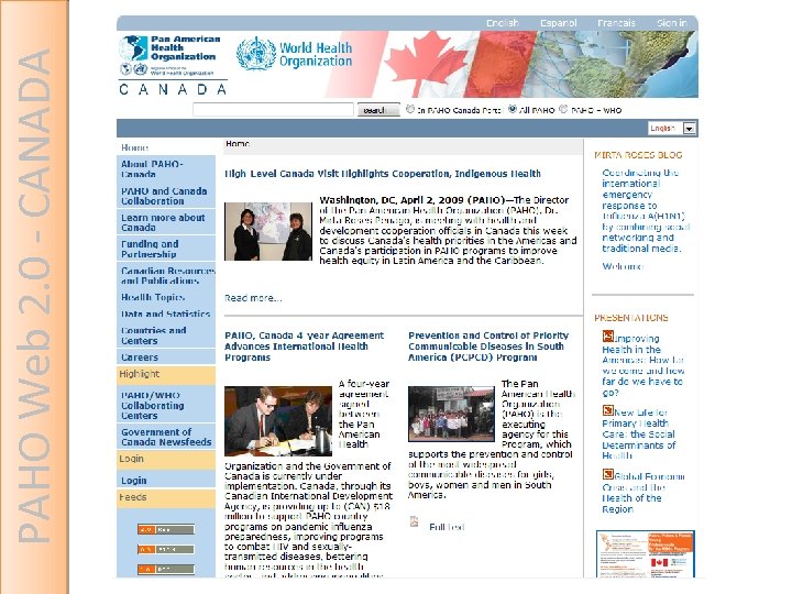 PAHO Web 2. 0 - CANADA 