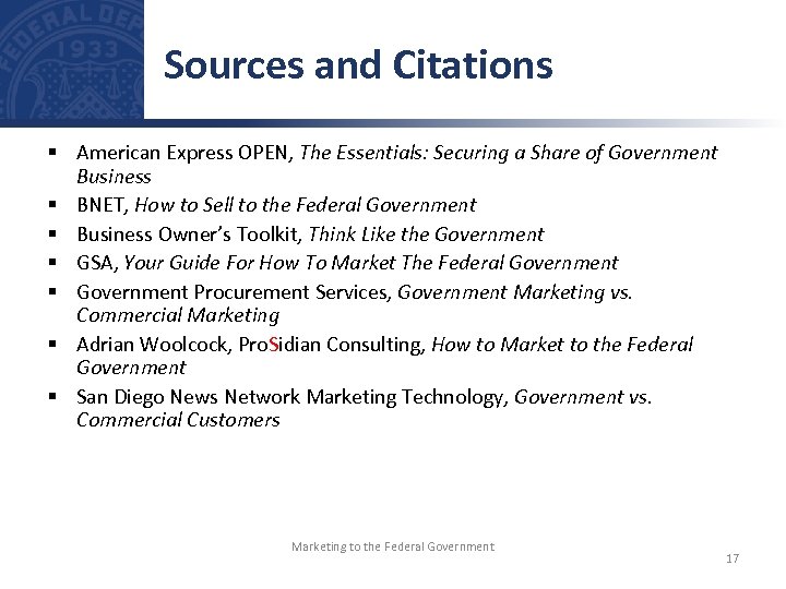 Sources and Citations § American Express OPEN, The Essentials: Securing a Share of Government
