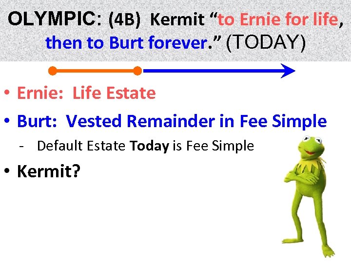 OLYMPIC: (4 B) Kermit “to Ernie for life, life then to Burt forever. ”