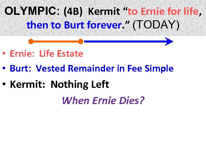 OLYMPIC: (4 B) Kermit “to Ernie for life, life then to Burt forever. ”