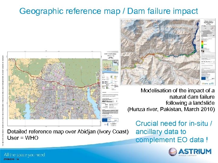 Geographic reference map / Dam failure impact Modelisation of the impact of a natural