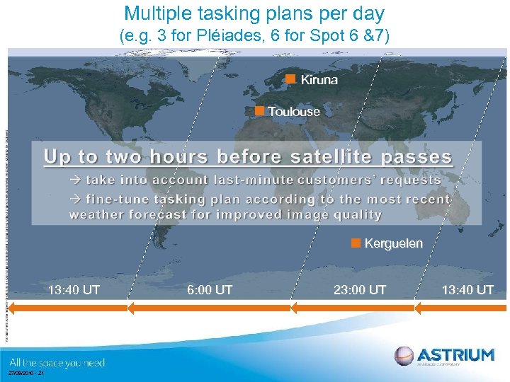 Multiple tasking plans per day (e. g. 3 for Pléiades, 6 for Spot 6
