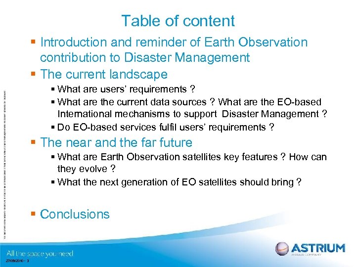 Table of content § Introduction and reminder of Earth Observation contribution to Disaster Management